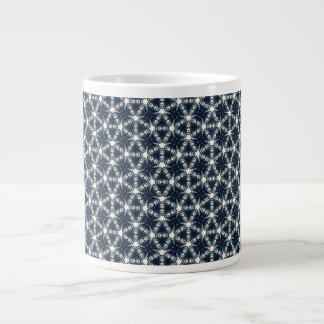 Taza De Café Gigante Indigo Snowflower Lattice