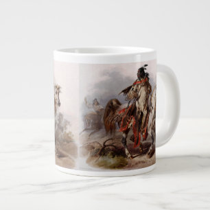 Taza De Café Gigante Indio Blackfoot en el caballo árabe que es