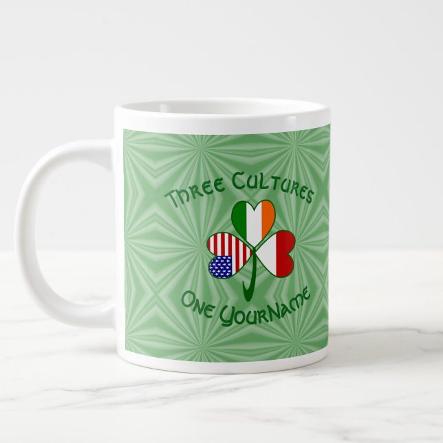 Taza De Café Gigante Indonesia Irlanda EE.UU. Bandera de Shamrock perso (Izquierda)