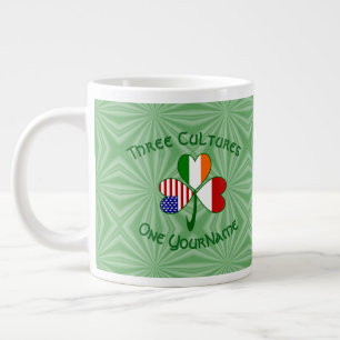 Taza De Café Gigante Indonesia Irlanda EE. UU. Trébol Bandera Personali