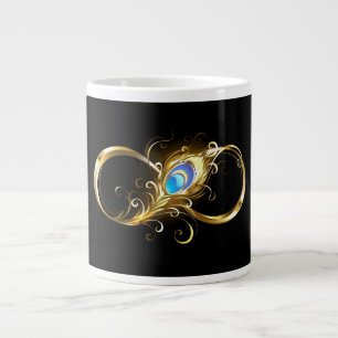 Taza De Café Gigante Infinito con la pluma de pavo real dorado