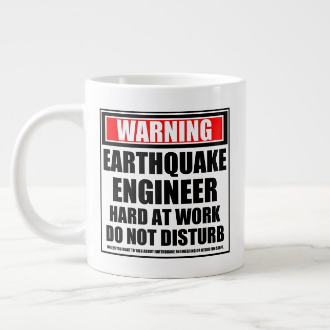 Taza De Café Gigante Ingeniero De La Advertencia Sobre El Terremoto Tra (Izquierda)