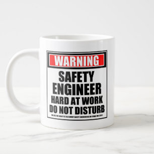 Taza De Café Gigante Ingeniero de seguridad de advertencia trabajando a