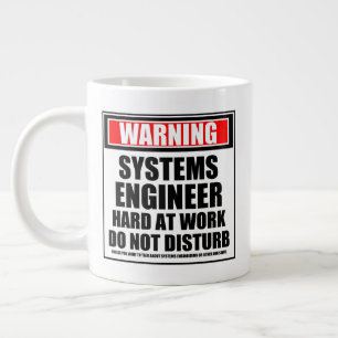 Taza De Café Gigante Ingeniero de sistemas de advertencia en trabajo du