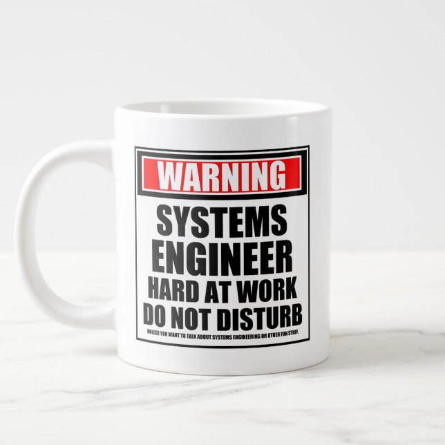 Taza De Café Gigante Ingeniero de sistemas de advertencia en trabajo du (Izquierda)