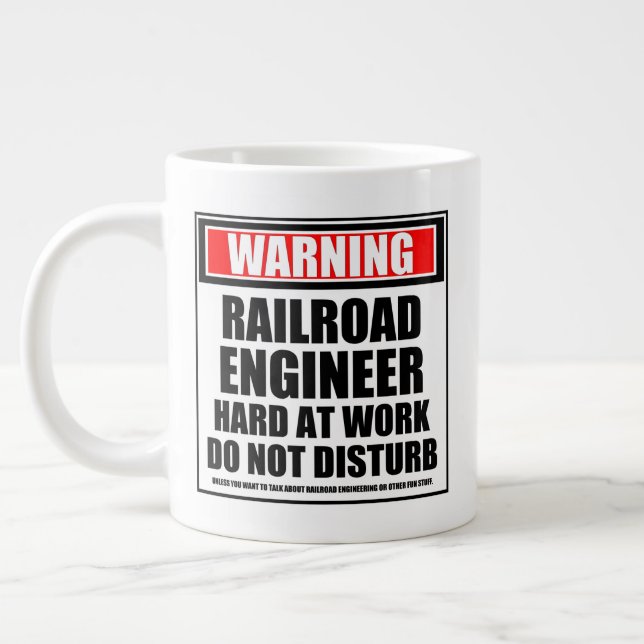 Taza De Café Gigante Ingeniero Ferroviario De Aviso En Trabajo (Izquierda)