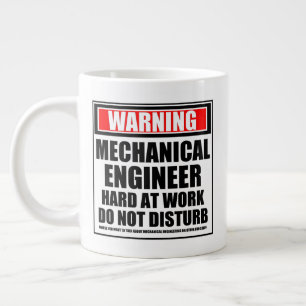 Taza De Café Gigante Ingeniero Mecánico De Aviso En Trabajo