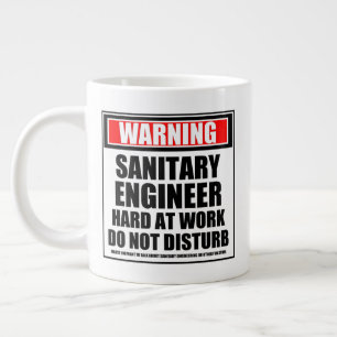 Taza De Café Gigante Ingeniero Sanitario De Aviso En Trabajo
