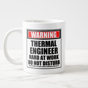 Taza De Café Gigante Ingeniero térmico de advertencia trabajando duro