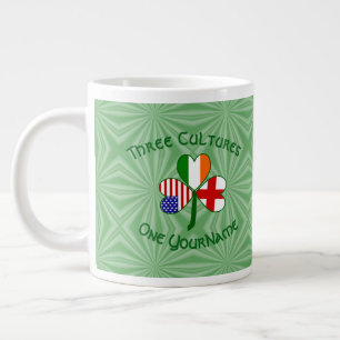 Taza De Café Gigante Inglaterra Irlanda EE. UU. Trébol Bandera Personal