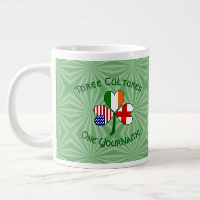 Taza De Café Gigante Inglaterra Irlanda Estados Unidos Bandera Shamrock (Izquierda)