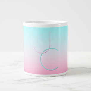 Taza De Café Gigante Iniciales de superposición de 2 modernas   Rosa tu