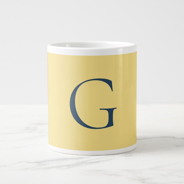 Taza De Café Gigante Initial Letter Monogram Jasmine Slate Grey Plain (Frente)