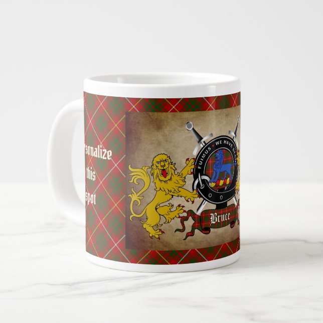 Taza De Café Gigante Insignia Bruce Clan y Tartán Personalizados (Izquierda)