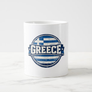 Taza De Café Gigante Insignia de la bandera vintage de Grecia