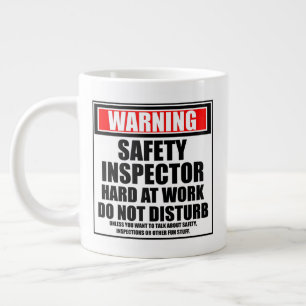 Taza De Café Gigante Inspector De Seguridad De Aviso En Trabajo