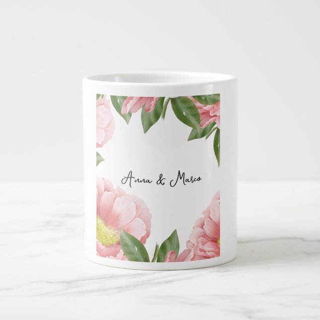 Taza De Café Gigante invitación floral boda (Frente)