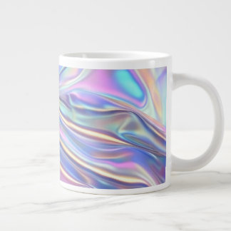 Taza De Café Gigante Iridescent Shiny Metallic Fabric, Teal Gold Purple