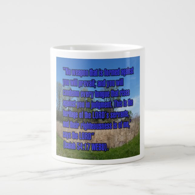 Taza De Café Gigante Isaiah 54:17 WEBU Mug (Frente)