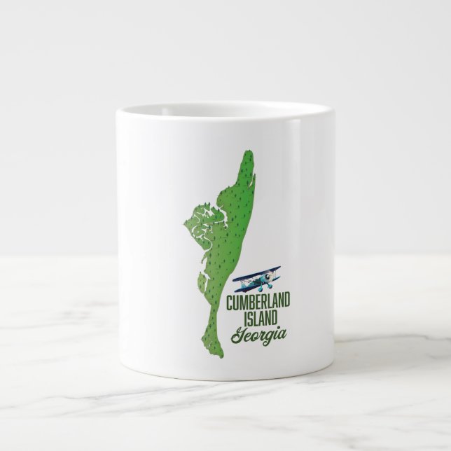 Taza De Café Gigante Isla Cumberland Mapa de Georgia (Frente)