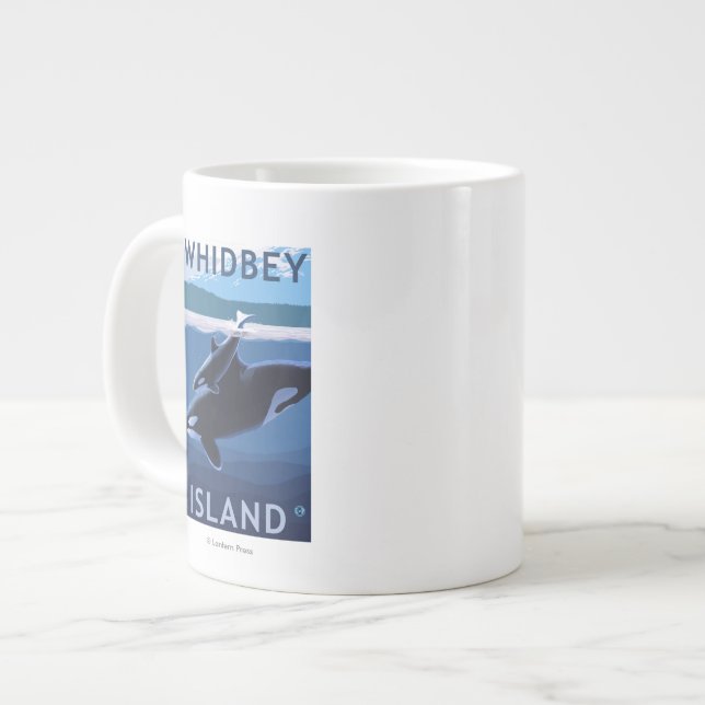 Taza De Café Gigante Isla, WashingtonOrca y becerro de Whidbey (Izquierda)