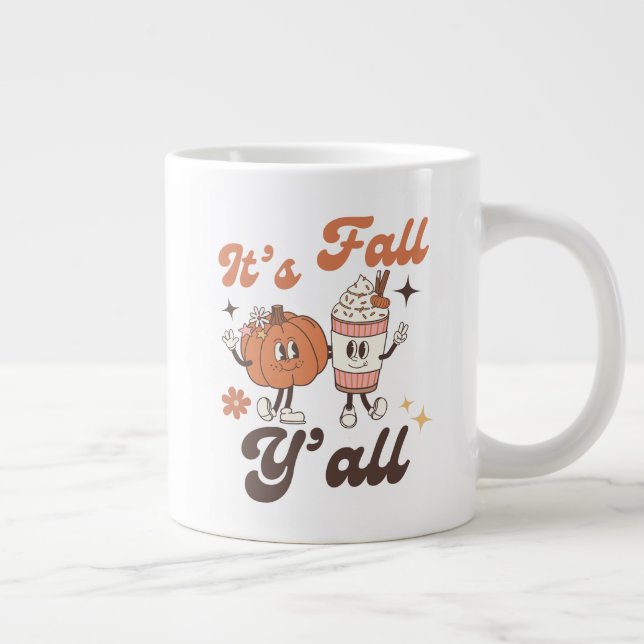 Taza De Café Gigante It’s Fall Y’all – Cute Kawaii Pumpkin Spice Latte (Derecha)