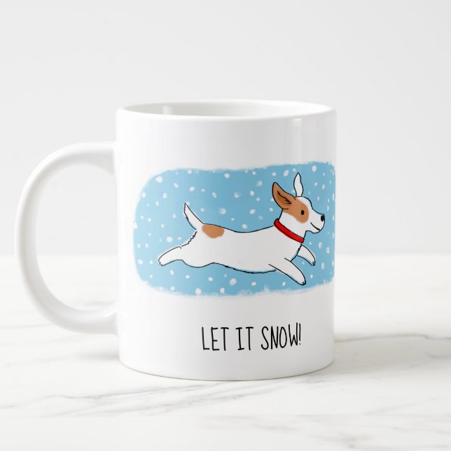 Taza De Café Gigante Jack Russell Terrier Deja que Nieva al Personaliza (Izquierda)