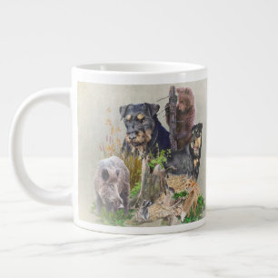 Taza De Café Gigante Jagdterrier Apache contra Renbrad. Pegatina Coffee
