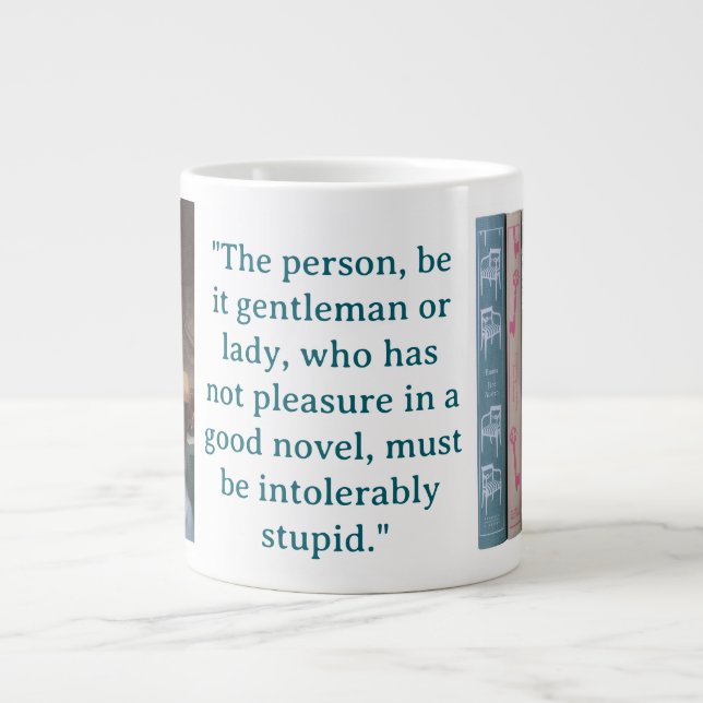 Taza De Café Gigante Jane Austen Novel Quote (blue) (Frente)