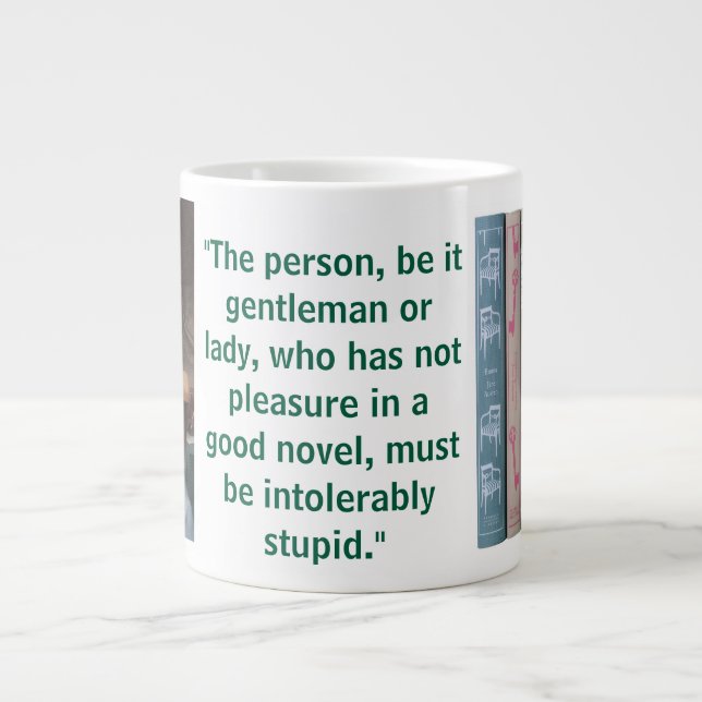 Taza De Café Gigante Jane Austen Novel Quote (green) (Frente)