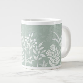 Taza De Café Gigante Jardín Botánico Floral de Hojas de Salvia Suave