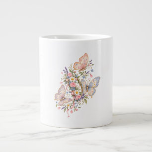 Taza De Café Gigante Jardín de Cumpleaños de Mariposa Pastel