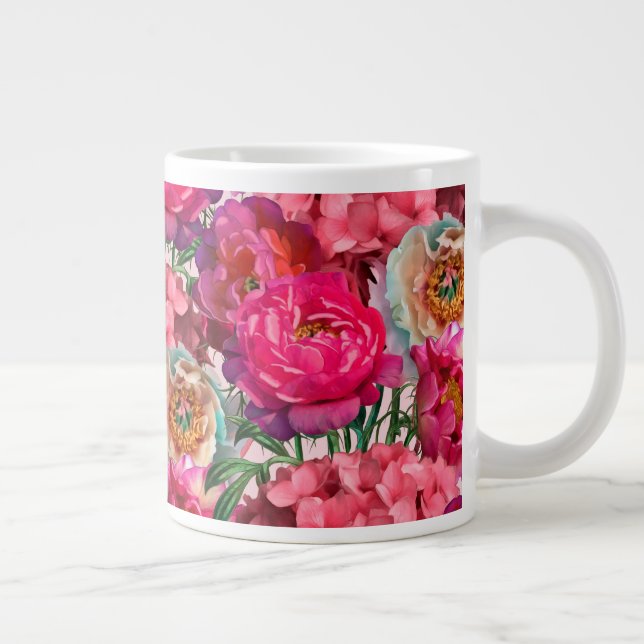 Taza De Café Gigante Jardín de flores románticas (Derecha)