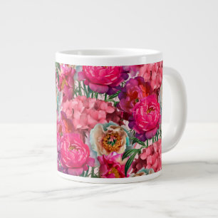 Taza De Café Gigante Jardín de flores romántico