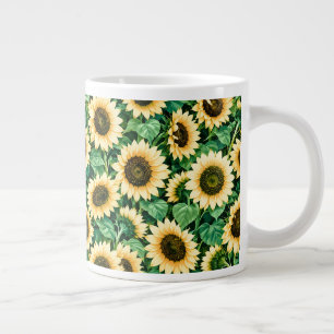 Taza De Café Gigante Jardín de Girasoles Dorados