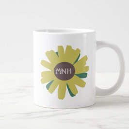 Taza De Café Gigante Jardín de Girasoles Sencillo con Monograma de Plan