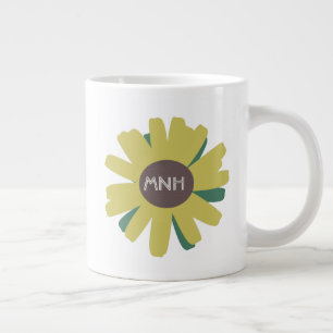Taza De Café Gigante Jardín de Girasoles Sencillo con Monograma de Plan