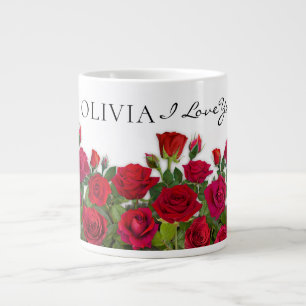 Taza De Café Gigante Jardín de Rosas Rojas Modernas Minimalista Te Amo