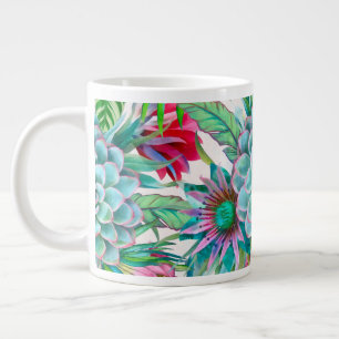 Taza De Café Gigante Jardín tropical de los Succulents