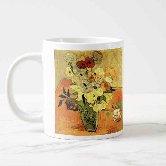 Taza De Café Gigante Jarrón Japonés, Rosas, Anémonas por Vincent van Go (Izquierda)