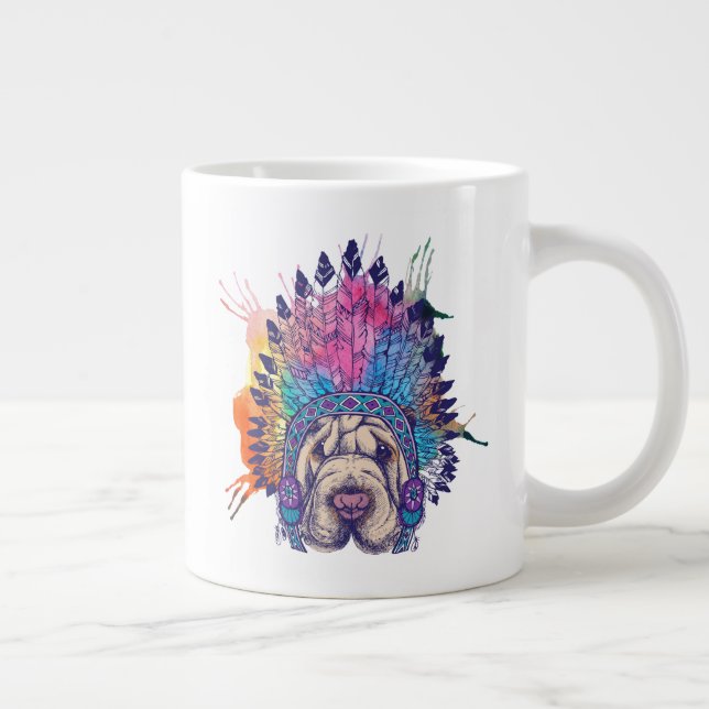 Taza De Café Gigante Jefe nativo indio de Sharpei (Derecha)