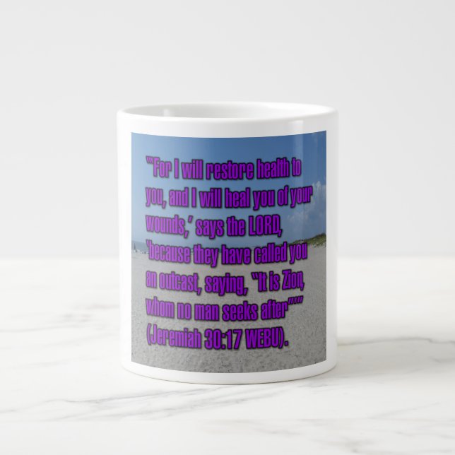 Taza De Café Gigante Jeremiah 30:17 WEBU Mug (Frente)