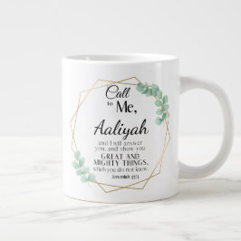 Taza De Café Gigante Jeremiah 33:3 Llámame Eucalyptus Personaliza