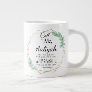Taza De Café Gigante Jeremiah 33:3 Llámame Eucalyptus Personaliza