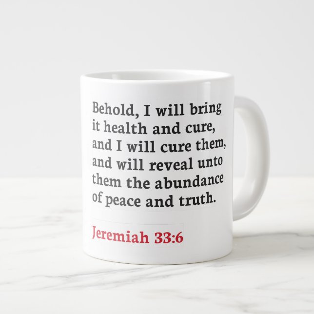 Taza De Café Gigante Jeremiah 33:6 - Jumbo Mug (Derecha)