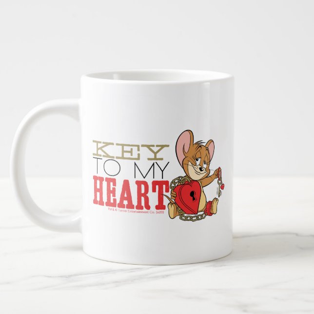Taza De Café Gigante Jerry Mouse "Key To My Heart" Valentine (Izquierda)