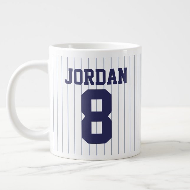Taza De Café Gigante Jersey de béisbol con nombre y número personalizad (Izquierda)