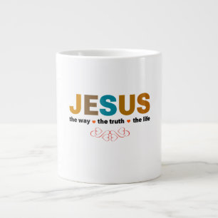 TAZA DE CAFÉ GIGANTE JESÚS. EL CAMINO, LA VERDAD, LA VIDA.