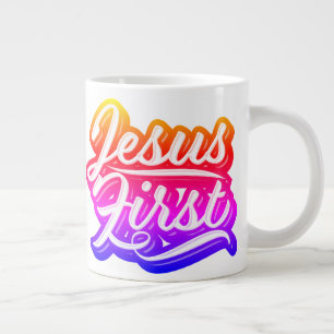 Taza De Café Gigante Jesús Primero Colores Brillantes