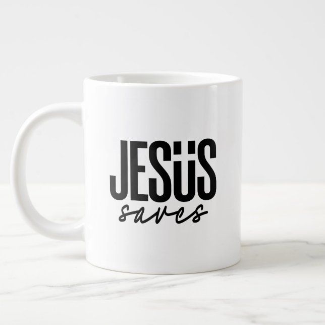 TAZA DE CAFÉ GIGANTE JESUS SAVES (Izquierda)